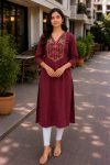 LATEST TESLA COTTON EMBROIDERY WORK KURTI OFFICE WEAR WHOLESALE PRICE ETHNIC GARMENT (6)