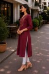 LATEST TESLA COTTON EMBROIDERY WORK KURTI OFFICE WEAR WHOLESALE PRICE ETHNIC GARMENT (6)