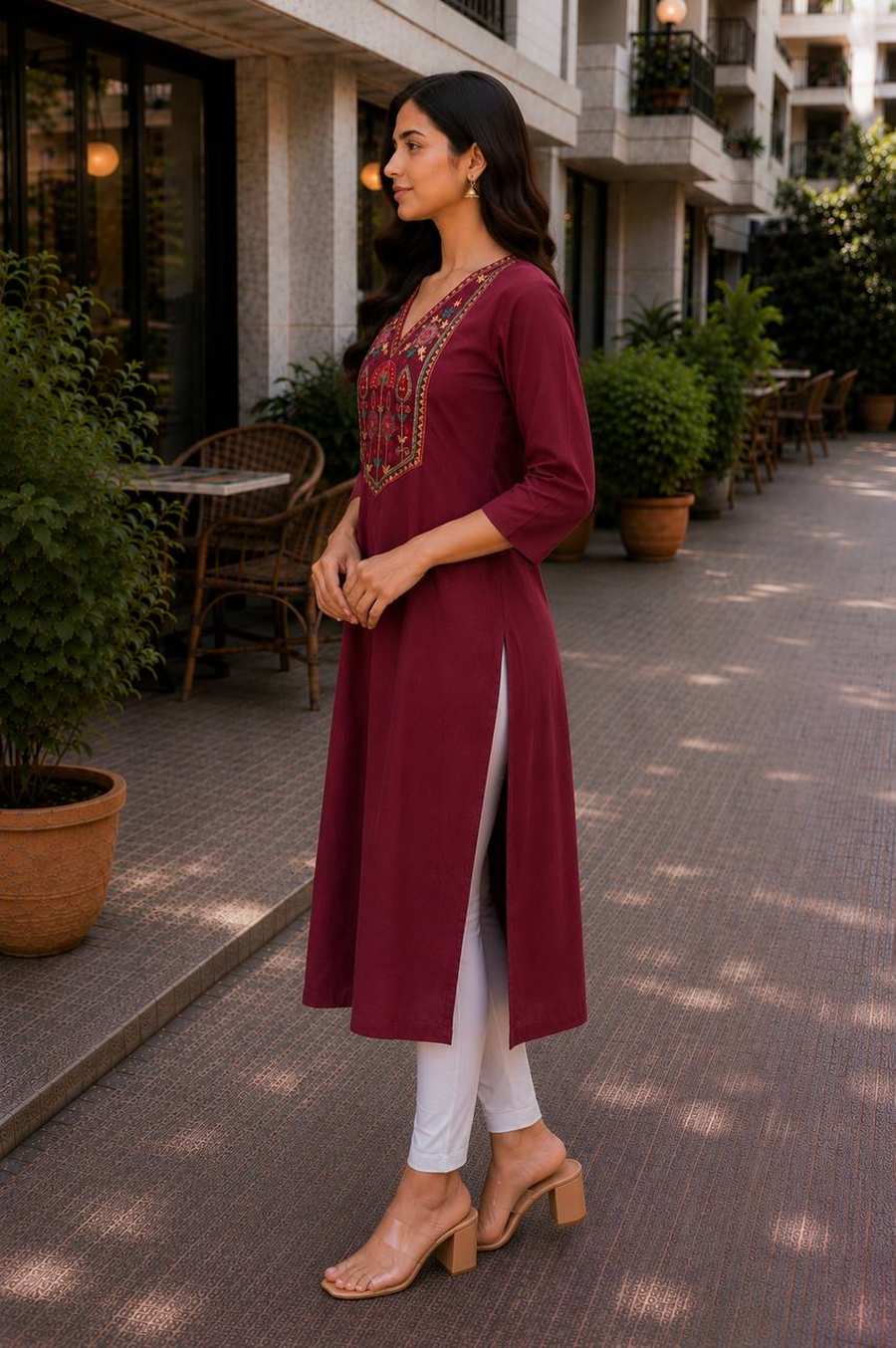 LATEST TESLA COTTON EMBROIDERY WORK KURTI OFFICE WEAR WHOLESALE PRICE ETHNIC GARMENT (8)