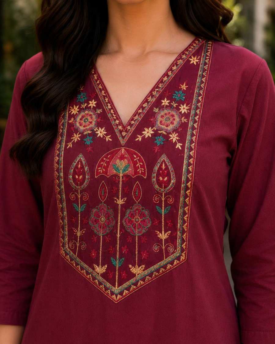 LATEST TESLA COTTON EMBROIDERY WORK KURTI OFFICE WEAR WHOLESALE PRICE ETHNIC GARMENT (9)