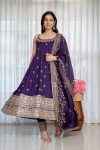 LATEST VICHITRA SILK EMBROIDERY ZARI CODING SEQUENCE WORK GOWN BOTTOM WITH DUPATTA WEDDING WEAR WHOLESALE PRICE ETHNIC GARMENT (22)