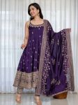 LATEST VICHITRA SILK EMBROIDERY ZARI CODING SEQUENCE WORK GOWN BOTTOM WITH DUPATTA WEDDING WEAR WHOLESALE PRICE ETHNIC GARMENT (22)