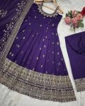 LATEST VICHITRA SILK EMBROIDERY ZARI CODING SEQUENCE WORK GOWN BOTTOM WITH DUPATTA WEDDING WEAR WHOLESALE PRICE ETHNIC GARMENT (22)
