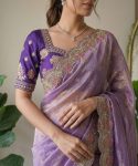 LUXURY FENDY SATIN SILK EMBROIDERY WITH CUTWORK BORDER SAREE WITH UNSTITCHED BLOUSE PARTY WEAR WHOLESALE PRICE ETHNIC GARMENT (2)