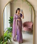 LUXURY FENDY SATIN SILK EMBROIDERY WITH CUTWORK BORDER SAREE WITH UNSTITCHED BLOUSE PARTY WEAR WHOLESALE PRICE ETHNIC GARMENT (2)