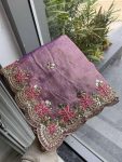 LUXURY FENDY SATIN SILK EMBROIDERY WITH CUTWORK BORDER SAREE WITH UNSTITCHED BLOUSE PARTY WEAR WHOLESALE PRICE ETHNIC GARMENT (2)