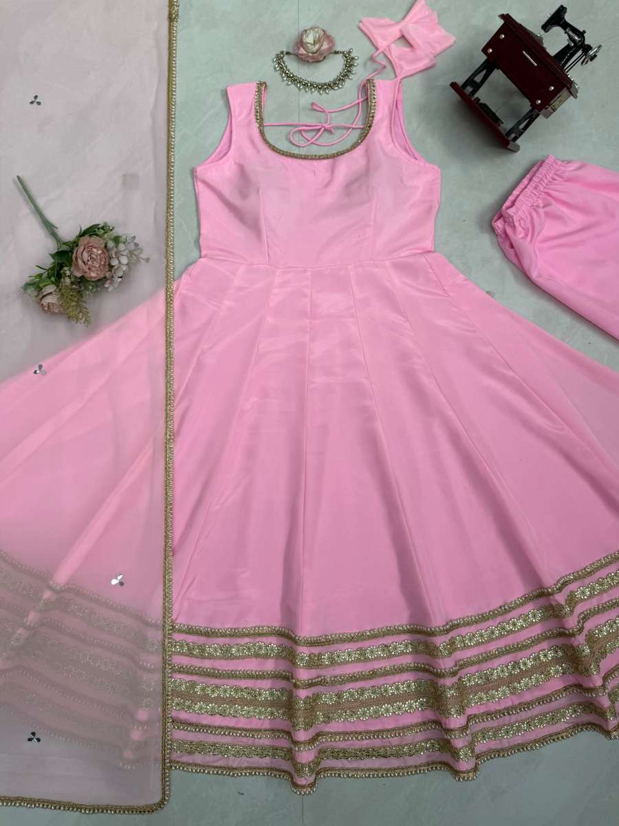 LUXURY NATURAL CREPE CODEING DORI WITH MOTI WORK WITH LACE WORK GOWN BOTTOM WITH DUPATTA CASUAL WEAR WHOLESALE PRICE ETHNIC GARMENT (15)