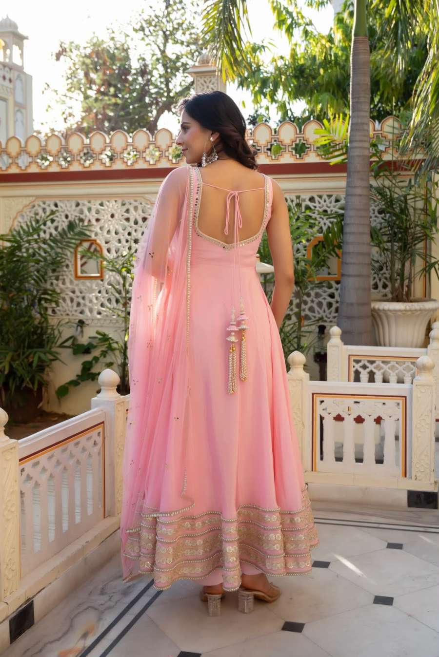 LUXURY NATURAL CREPE CODEING DORI WITH MOTI WORK WITH LACE WORK GOWN BOTTOM WITH DUPATTA CASUAL WEAR WHOLESALE PRICE ETHNIC GARMENT (5)