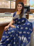 MODERN BANARASI SILK WEAVING WORK SAREE WITH UNSTITCHED BLOUSE FESTIVE WEAR WHOLESALE PRICE ETHNIC GARMENT(7)