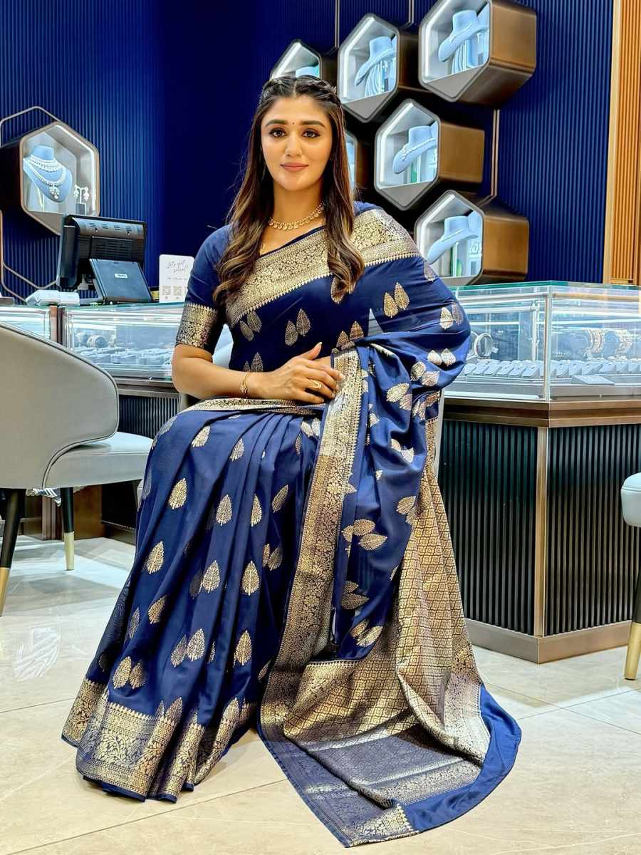 MODERN BANARASI SILK WEAVING WORK SAREE WITH UNSTITCHED BLOUSE FESTIVE WEAR WHOLESALE PRICE ETHNIC GARMENT(7)