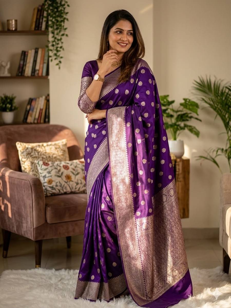 MODERN BANARASI SILK ZARI WOVEN WORK SAREE WITH UNSTITCHED BLOUSE FESTIVE WEAR WHOLESALE PRICE ETHNIC GARMENT (2)