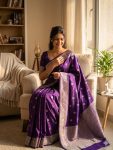 MODERN BANARASI SILK ZARI WOVEN WORK SAREE WITH UNSTITCHED BLOUSE FESTIVE WEAR WHOLESALE PRICE ETHNIC GARMENT (1)