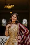 MODERN BANARASI VISCOSE KALI PATTERN LEHENGA WITH REAL MIRROR HANDWORK BLOUSE AND DUPATTA WEDDING WEAR WHOLESALE PRICE ETHNIC GARMENT (4)