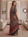 MODERN CHINON DIGITAL AJRAK PRINT WITH REAL MIRROR WORK SAREE WITH UNSTITCHED BLOUSE PARTY WEAR WHOLESALE PRICE ETHNIC GARMENT (36)