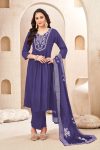 MODERN CHINON EMBROIDERY, SEQUENCE & CODING WORK TOP BOTTOM WITH DUPATTA PURPLE