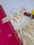 MODERN CHINON EMBROIDERY THREAD & SEQUENCE WORK LEHENGA CHOLI WITH DUPATTA WEDDING WEAR WHOLESALE PRICE ETHNIC GARMENT (13)