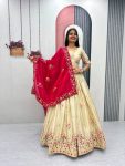 MODERN CHINON EMBROIDERY THREAD & SEQUENCE WORK LEHENGA CHOLI WITH DUPATTA RANI