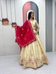 MODERN CHINON EMBROIDERY THREAD & SEQUENCE WORK LEHENGA CHOLI WITH DUPATTA WEDDING WEAR WHOLESALE PRICE ETHNIC GARMENT (13)