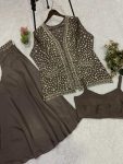 MODERN CHINON PLAIN BLOUSE WITH SEQUENCE EMBROIDERY WORK PALAZZO AND KOTI PARTY WEAR WHOLESALE PRICE ETHNIC GARMENT (9)