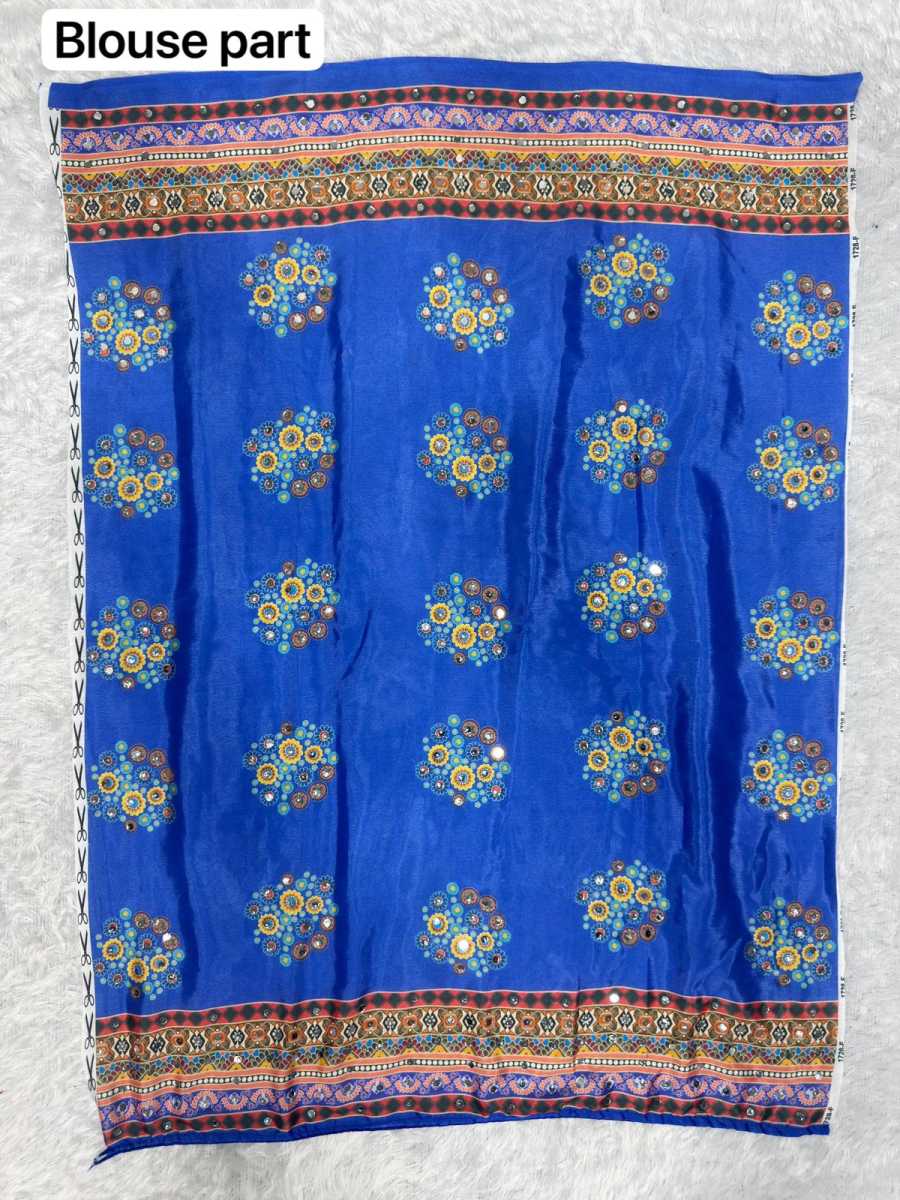 MODERN CHINON SILK DIGITAL PRINTED MIRROR HANDWORK, PIPING BORDER SAREE WITH UNSTITCHED BLOUSE FESTIVE WEAR WHOLESALE PRICE ETHNIC GARMENT (1)