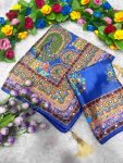 MODERN CHINON SILK DIGITAL PRINTED MIRROR HANDWORK, PIPING BORDER SAREE WITH UNSTITCHED BLOUSE FESTIVE WEAR WHOLESALE PRICE ETHNIC GARMENT (4)