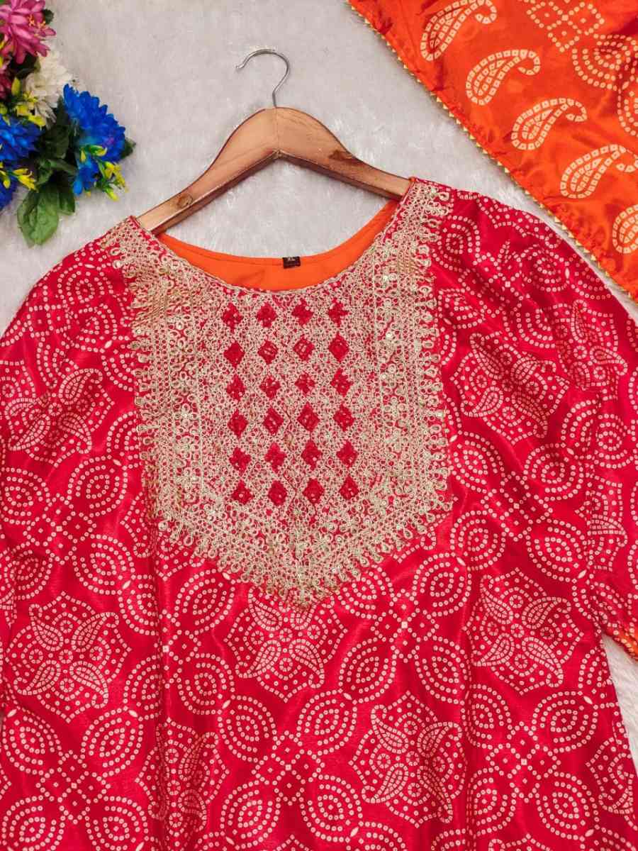 MODERN CHINON SILK EMBROIDERY SEQUENCE AND CODING WITH DIGITAL PRINT WORK TOP PALAZZO WITH DUPATTA FESTIVE WEAR WHOLESALE PRICE ETHNIC GARMENT (5)