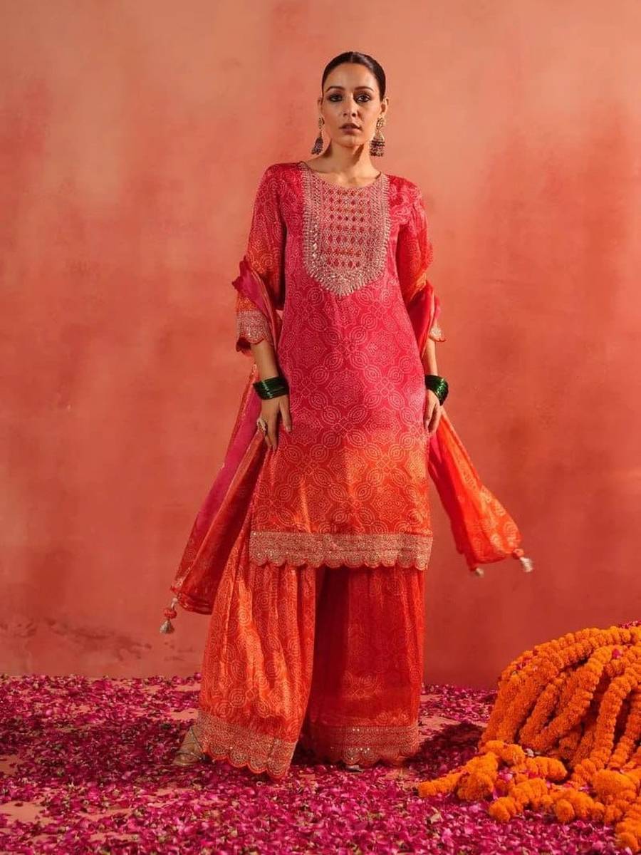 MODERN CHINON SILK EMBROIDERY SEQUENCE AND CODING WITH DIGITAL PRINT WORK TOP PALAZZO WITH DUPATTA FESTIVE WEAR WHOLESALE PRICE ETHNIC GARMENT (6)
