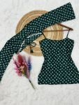 MODERN COTTON BHANDEJ PRINT WORK SHORT KURTI WITH TOP GREEN