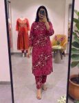 MODERN COTTON DIGITAL PRINT WORK TOP PENT SET RANI