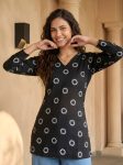 MODERN COTTON PRINTED WORK TOP BLACK