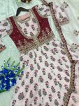 MODERN CREPE DIGITAL PRINT WITH EMBROIDERY SEQUENCE WORK GOWN WITH DUPATTA FESTIVE WEAR WHOLE PRICE ETHNIC GARMENT (9)