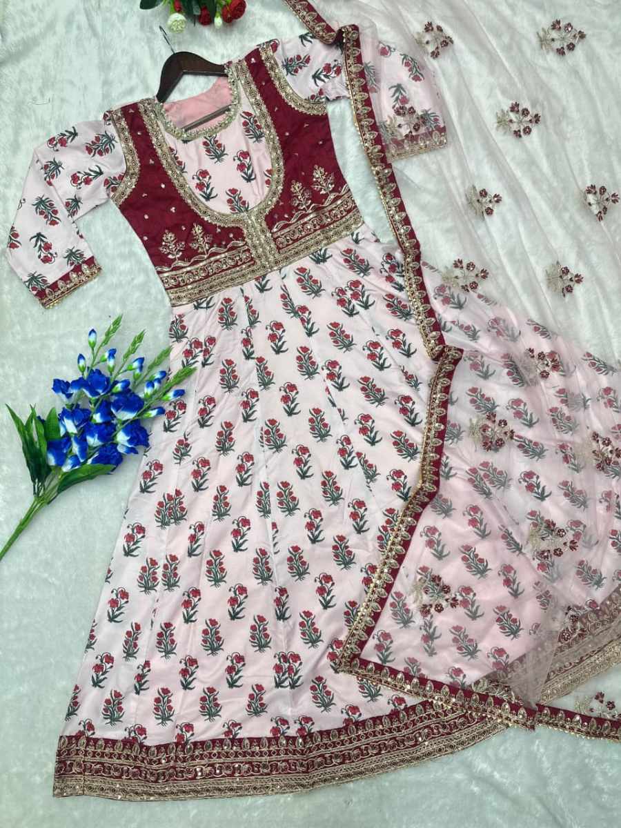 MODERN CREPE DIGITAL PRINT WITH EMBROIDERY SEQUENCE WORK GOWN WITH DUPATTA FESTIVE WEAR WHOLE PRICE ETHNIC GARMENT (11)