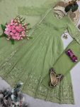 MODERN CRUNCHY SILK EMBROIDERY SEQUENCE WORK GOWN BOTTOM WITH DUPATTA FESTIVE WEAR WHOLESALE PRICE ETHNIC GARMENT (4)