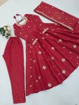 MODERN CRUNCHY SILK EMBROIDERY SEQUENCE WORK GOWN BOTTOM WITH DUPATTA FESTIVE WEAR WHOLESALE PRICE ETHNIC GARMENT (4)