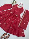 MODERN CRUNCHY SILK EMBROIDERY SEQUENCE WORK GOWN BOTTOM WITH DUPATTA FESTIVE WEAR WHOLESALE PRICE ETHNIC GARMENT (4)