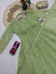 MODERN CRUNCHY SILK EMBROIDERY SEQUENCE WORK GOWN BOTTOM WITH DUPATTA FESTIVE WEAR WHOLESALE PRICE ETHNIC GARMENT (4)