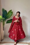 MODERN CRUNCHY SILK EMBROIDERY SEQUENCE WORK GOWN BOTTOM WITH DUPATTA FESTIVE WEAR WHOLESALE PRICE ETHNIC GARMENT (4)