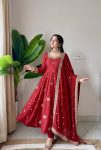 MODERN CRUNCHY SILK EMBROIDERY SEQUENCE WORK GOWN BOTTOM WITH DUPATTA FESTIVE WEAR WHOLESALE PRICE ETHNIC GARMENT (4)