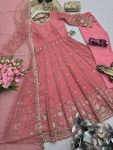 MODERN CRUNCHY SILK EMBROIDERY SEQUENCE WORK GOWN BOTTOM WITH DUPATTA WEDDING WEAR WHOLESALE PRICE ETHNIC GARMENT (1)