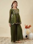MODERN CRUNCHY SILK EMBROIDERY WORK TOP PALAZZO WITH DUPATTA FESTIVE WEAR WHOLESALE PRICE ETHNIC GARMENT (17)