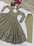 MODERN CRUNCHY SILK SEQUENCE EMBROIDERY WORK GOWN BOTTOM WITH DUPATTA FESTIVE WEAR WHOLESALE PRICE ETHNIC GARMENT (3)