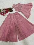 MODERN FENDY CRUSH BEADS HAND WORK AND MOTI WORK TOP WITH PALAZZO SET PARTY WEAR WHOLESALE PRICE ETHNIC GARMENT (2)