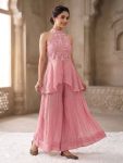 MODERN FENDY CRUSH BEADS HAND WORK AND MOTI WORK TOP WITH PALAZZO SET PARTY WEAR WHOLESALE PRICE ETHNIC GARMENT (2)