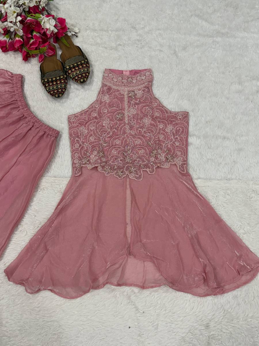 MODERN FENDY CRUSH BEADS HAND WORK AND MOTI WORK TOP WITH PALAZZO SET PARTY WEAR WHOLESALE PRICE ETHNIC GARMENT (8)