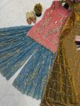 MODERN FENDY CRUSH SILK SEQUENCE EMBROIDERY WORK TOP PALAZZO WITH DUPATTA WEDDING WEAR WHOLESALE PRICE ETHNIC GARMENT (2)