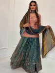 MODERN FENDY CRUSH SILK SEQUENCE EMBROIDERY WORK TOP PALAZZO WITH DUPATTA WEDDING WEAR WHOLESALE PRICE ETHNIC GARMENT (2)