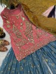 MODERN FENDY CRUSH SILK SEQUENCE EMBROIDERY WORK TOP PALAZZO WITH DUPATTA WEDDING WEAR WHOLESALE PRICE ETHNIC GARMENT (2)