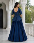 MODERN FENDY SATIN SEQUENCE AND PIPE EMBROIDERY WORK BLOUSE AND PLAIN LEHENGA FESTIVE WEAR WHOLESALE PRICE ETHNIC GARMENT (10)