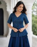 MODERN FENDY SATIN SEQUENCE AND PIPE EMBROIDERY WORK BLOUSE AND PLAIN LEHENGA FESTIVE WEAR WHOLESALE PRICE ETHNIC GARMENT (10)