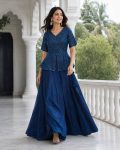 MODERN FENDY SATIN SEQUENCE AND PIPE EMBROIDERY WORK BLOUSE AND PLAIN LEHENGA FESTIVE WEAR WHOLESALE PRICE ETHNIC GARMENT (10)